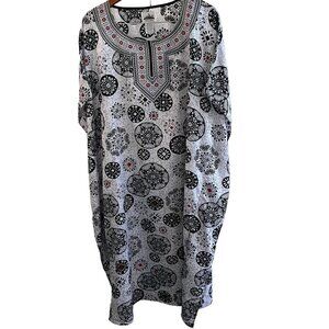Metropolitan Kaftan‎ Maxi Dress Women Onesize Black White Circular Graphi…